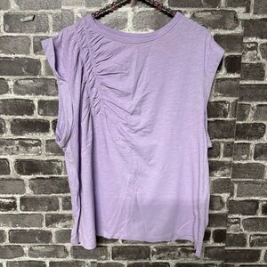 Anthropologie Pilcro Ruched Muscle Tee lavender purple shirt top